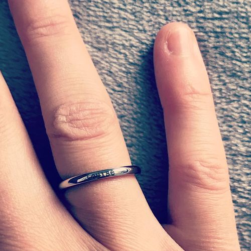 Customer photo review of Petite Custom Name Ring