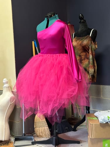 Customer photo review of Fuchsia Shiny Nylon Spandex