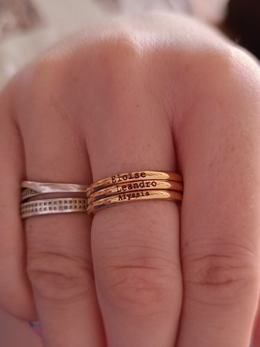Customer photo review of Petite Custom Name Ring