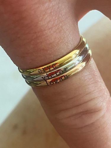 Customer photo review of Petite Custom Name Ring