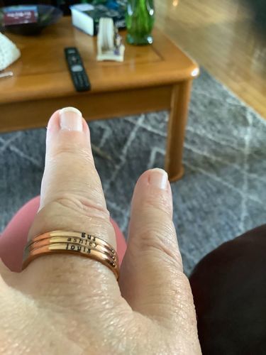 Customer photo review of Petite Custom Name Ring