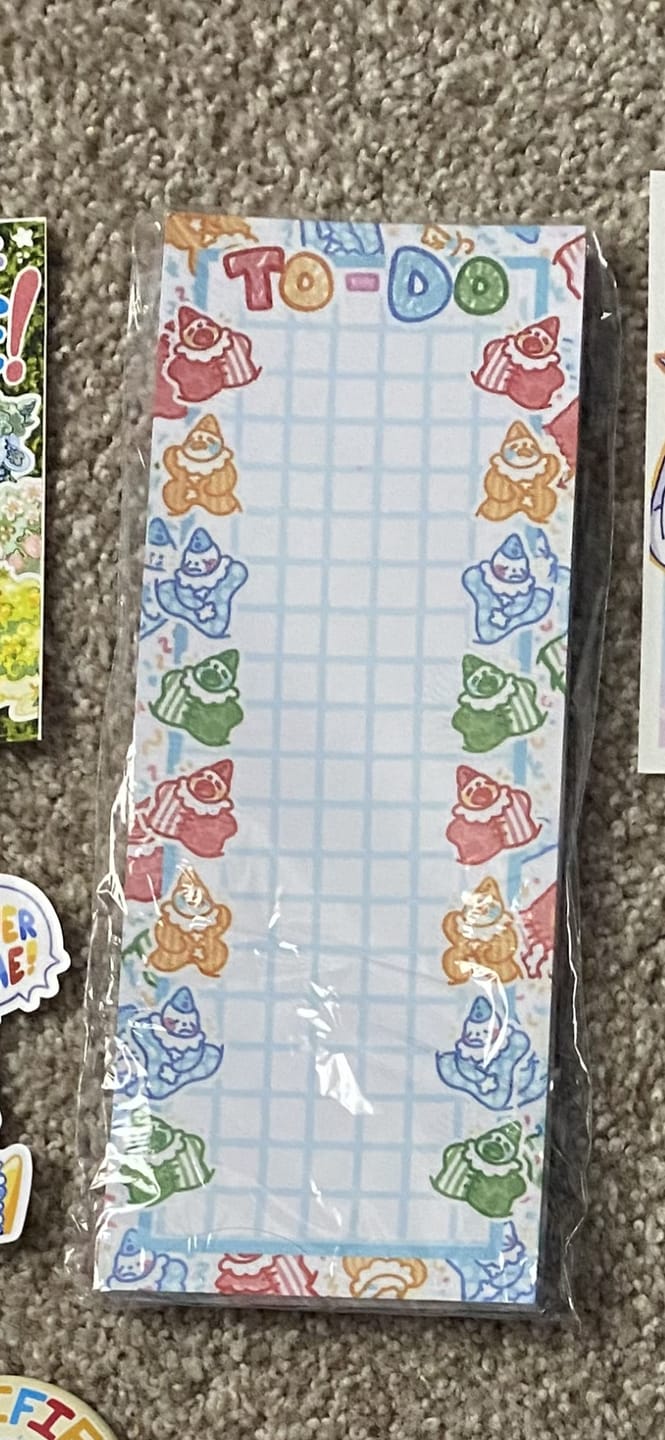 Customer photo review of Silly Clown Memo Pads