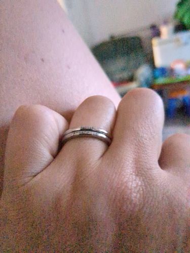 Customer photo review of Petite Custom Name Ring