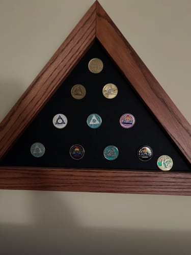 Customer photo review of 10 Year Sobriety Mint Twisted Tree of Life Gold Plated AA Recovery Medallion - Ten Year Chip/Coin - Green