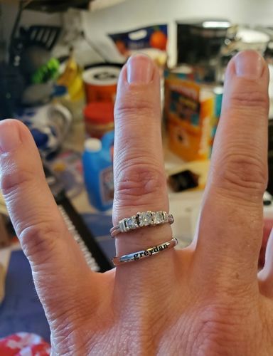 Customer photo review of Petite Custom Name Ring