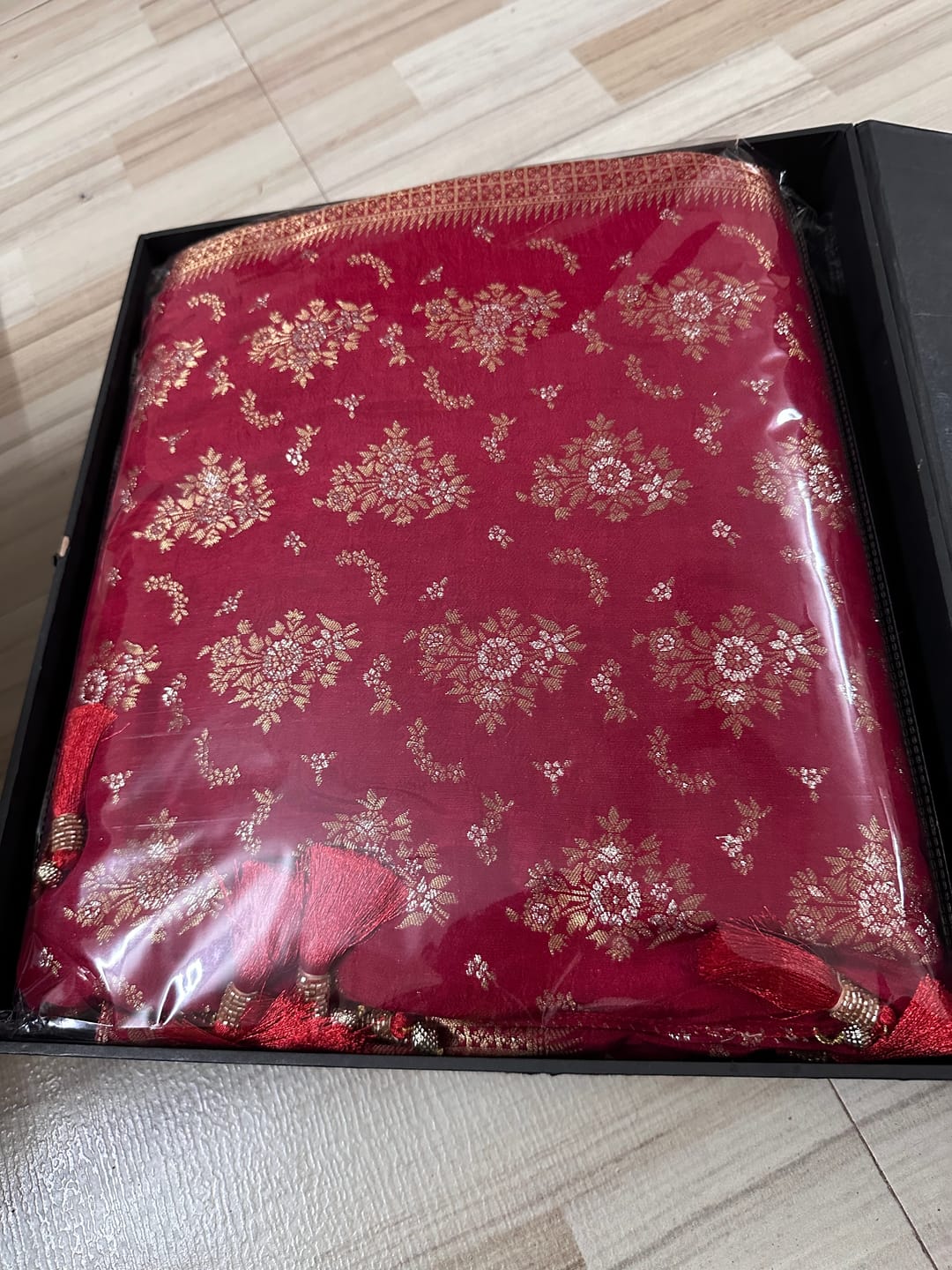 Customer photo review of Scarlet Red Banarasi Uppada Silk Saree