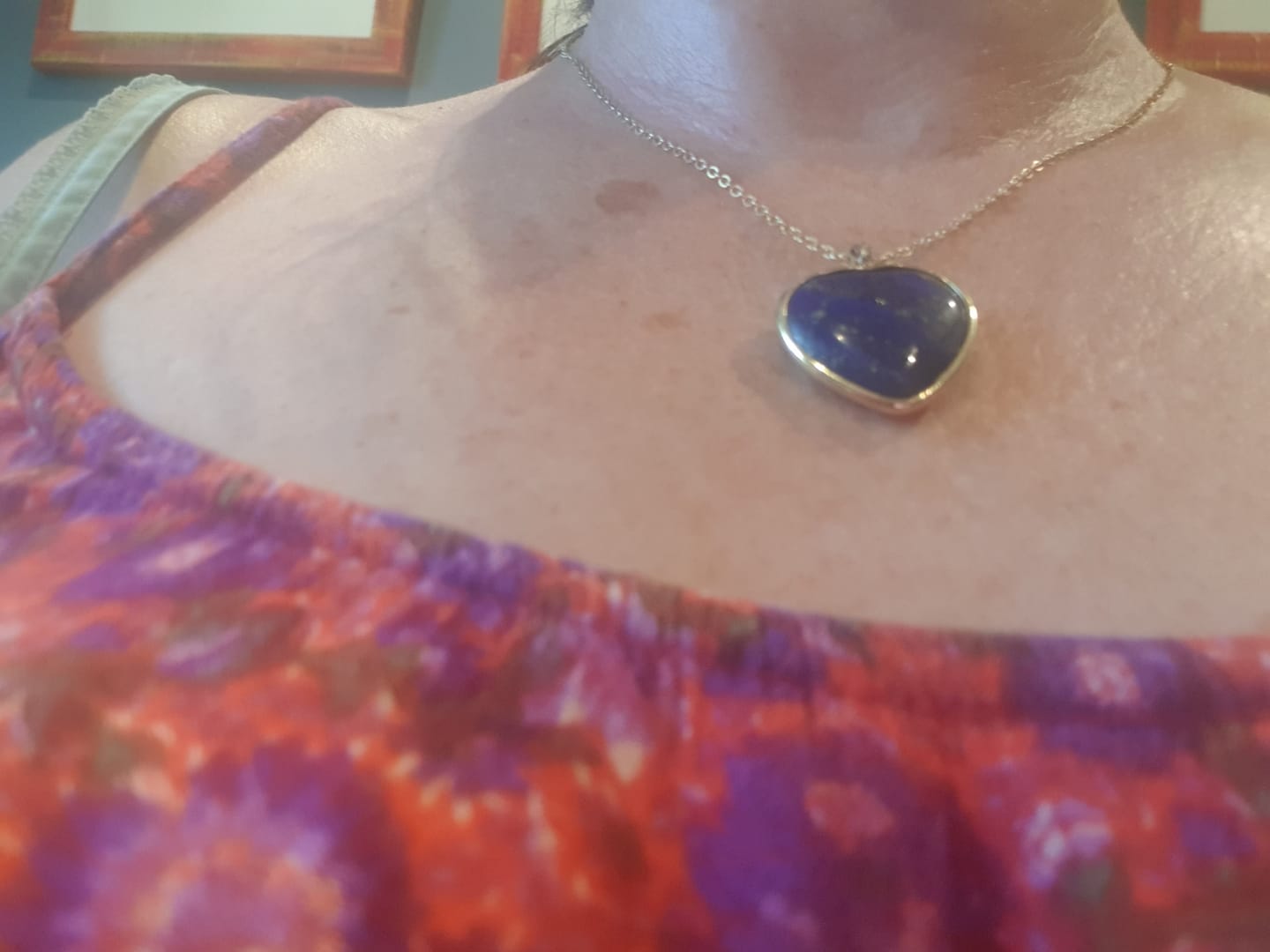 Customer photo review of Lapis Lazuli Protection Drop Earrings