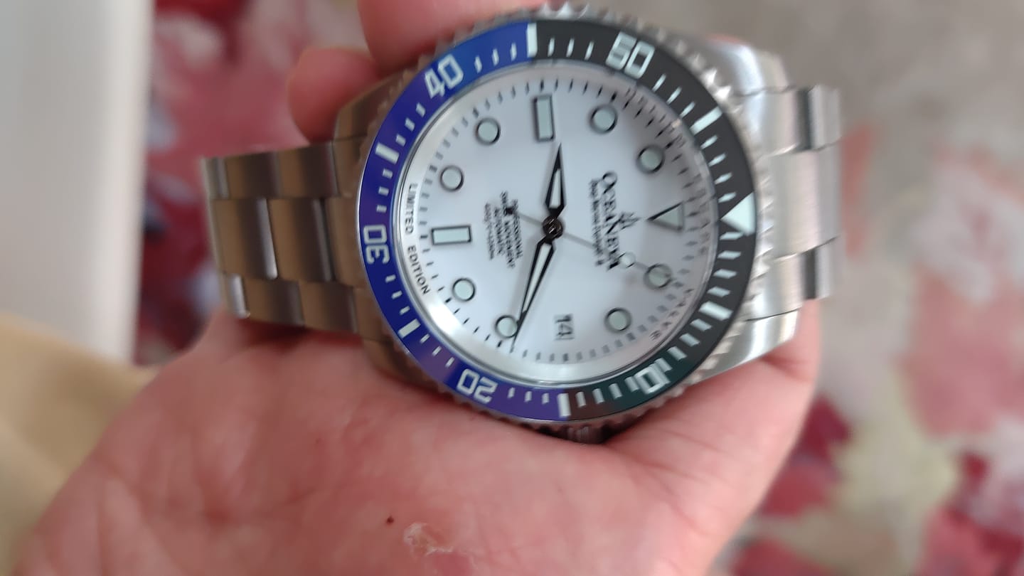 Customer photo review of Oceaneva™ Men's Deep Marine Explorer II 1250M Titanium Watch White Dial