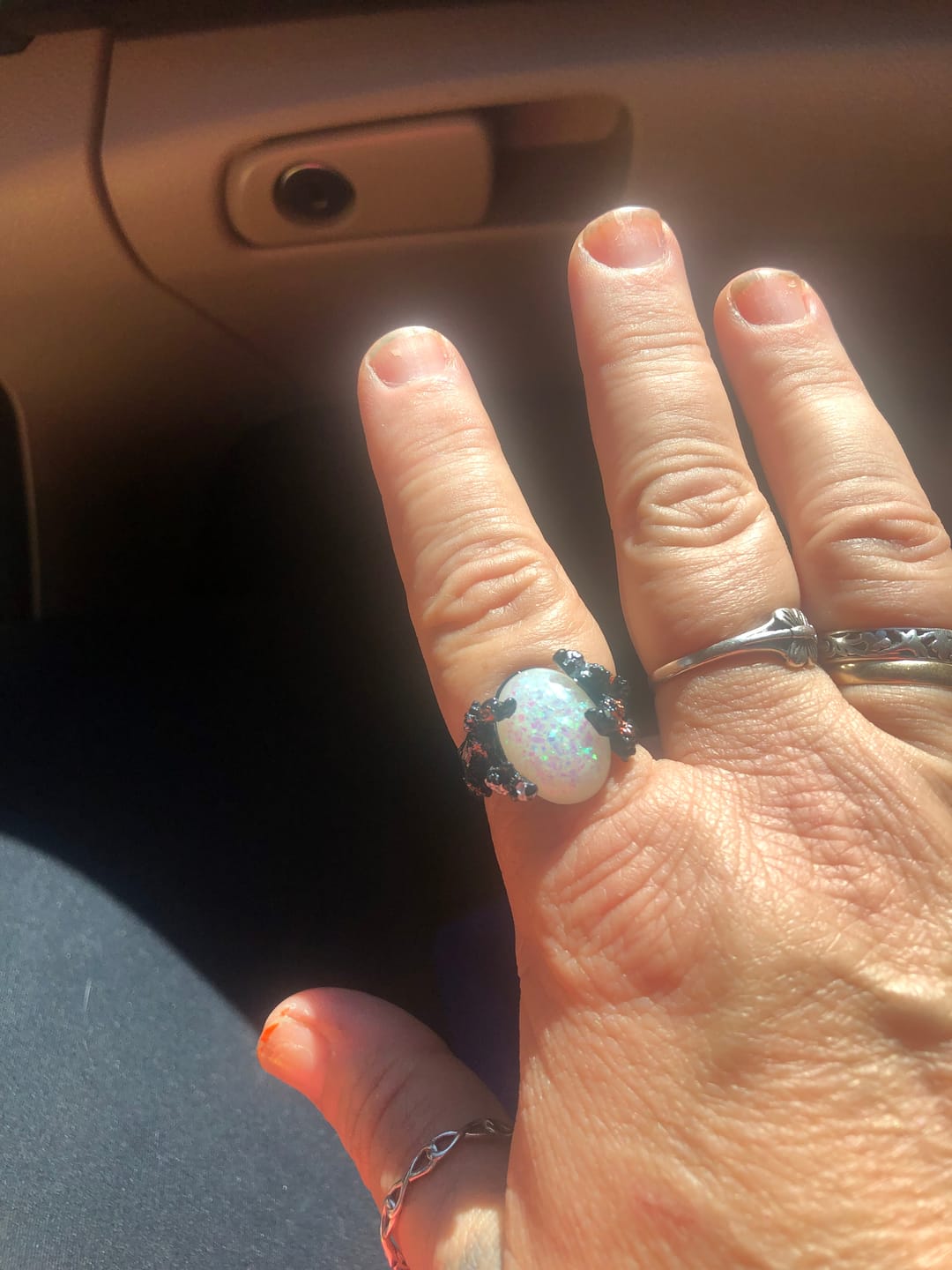 Customer photo review of Midnight Blossom Opal Crystal Ring