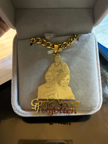 Customer photo review of Lovers Charm™ 18K Custom Engraved Necklace