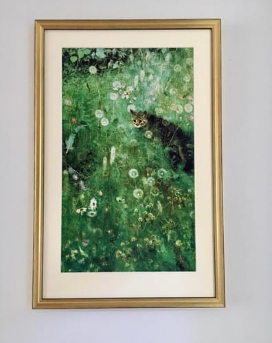 Customer photo review of Cat in the Summer Meadow by Bruno Liljefors, vintage historic artwork, ,A3 (16x12") Poster Reproduction