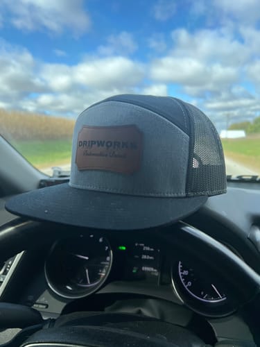 Customer photo review of Flat Bill Seven-Panel Leather Patch Hat - Richardson 168