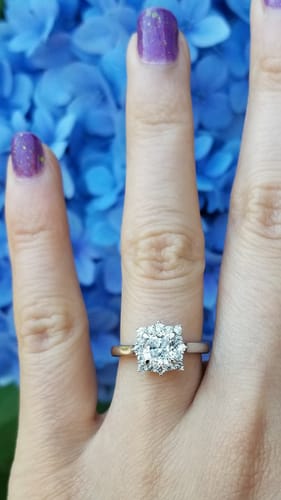 Customer photo review of Sunburst Halo CZ Ring in Sterling Silver