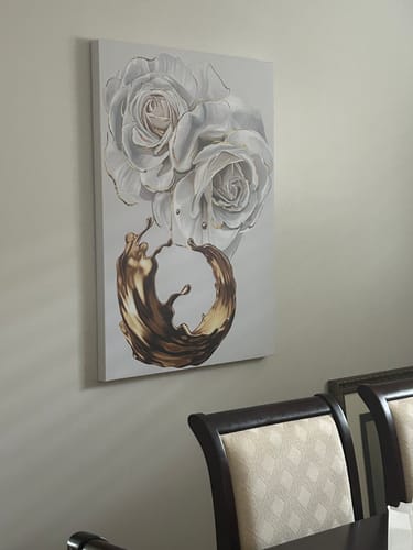 Customer photo review of 'Gold & White Floral' Framed Canvas