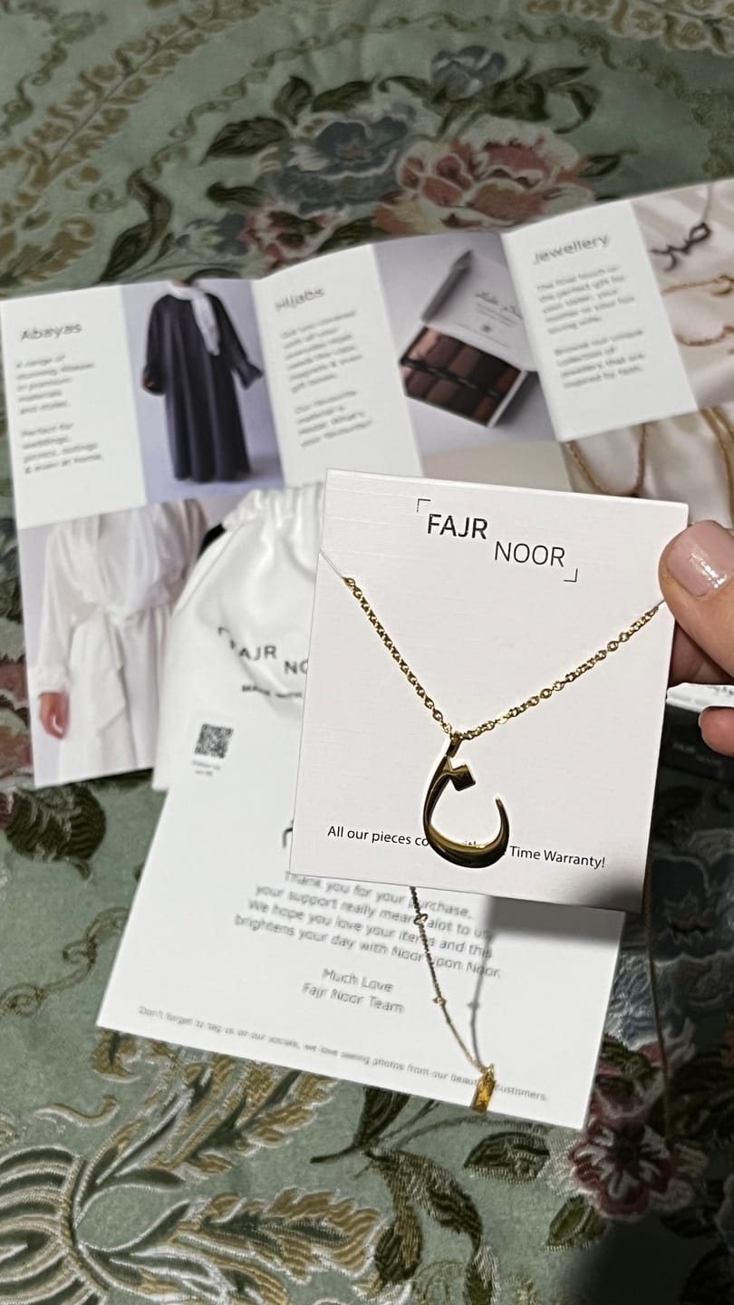 Customer photo review of Arabic Letter Necklace