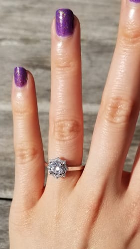 Customer photo review of Sunburst Halo CZ Ring in Sterling Silver