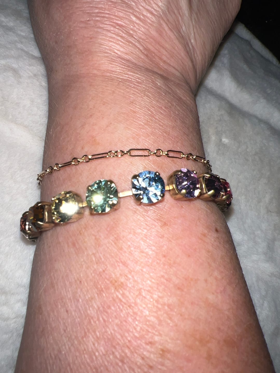 Customer photo review of Arista Bracelet in Rainbow Ombré