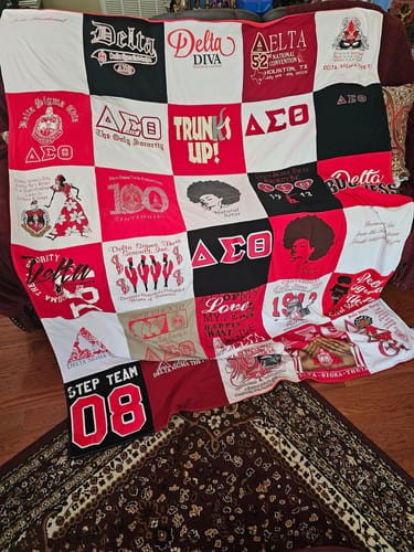 T-shirt quilt with sorority life, community service themes by SONJA from VA