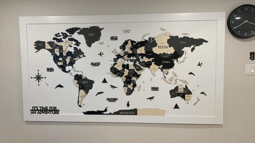 Customer photo review of 3D Wooden Grey Tones World Map Wall Art Multilayered - Multicolor
