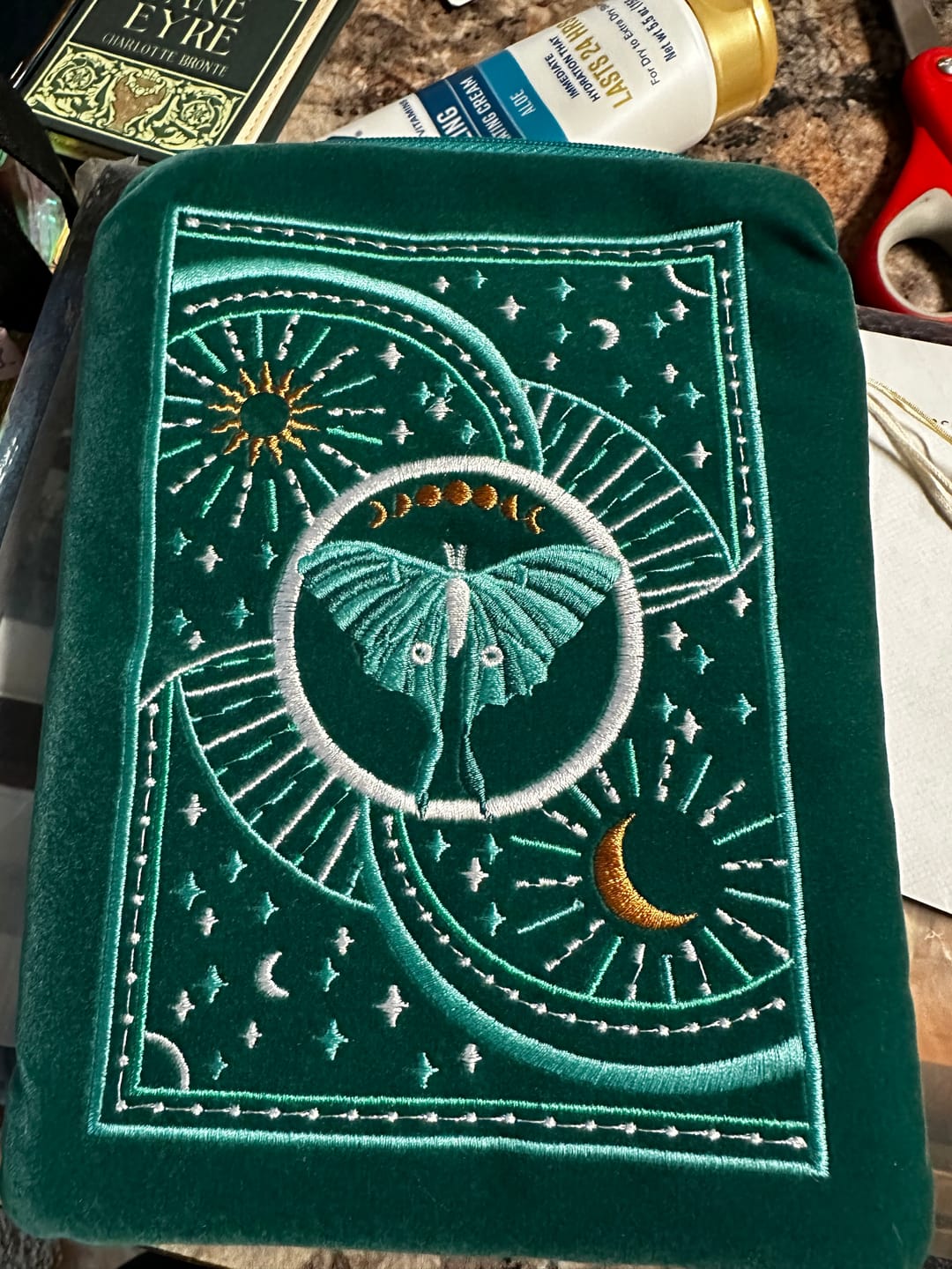 Customer photo review of Luna Moth Kindle & E-Reader Sleeve