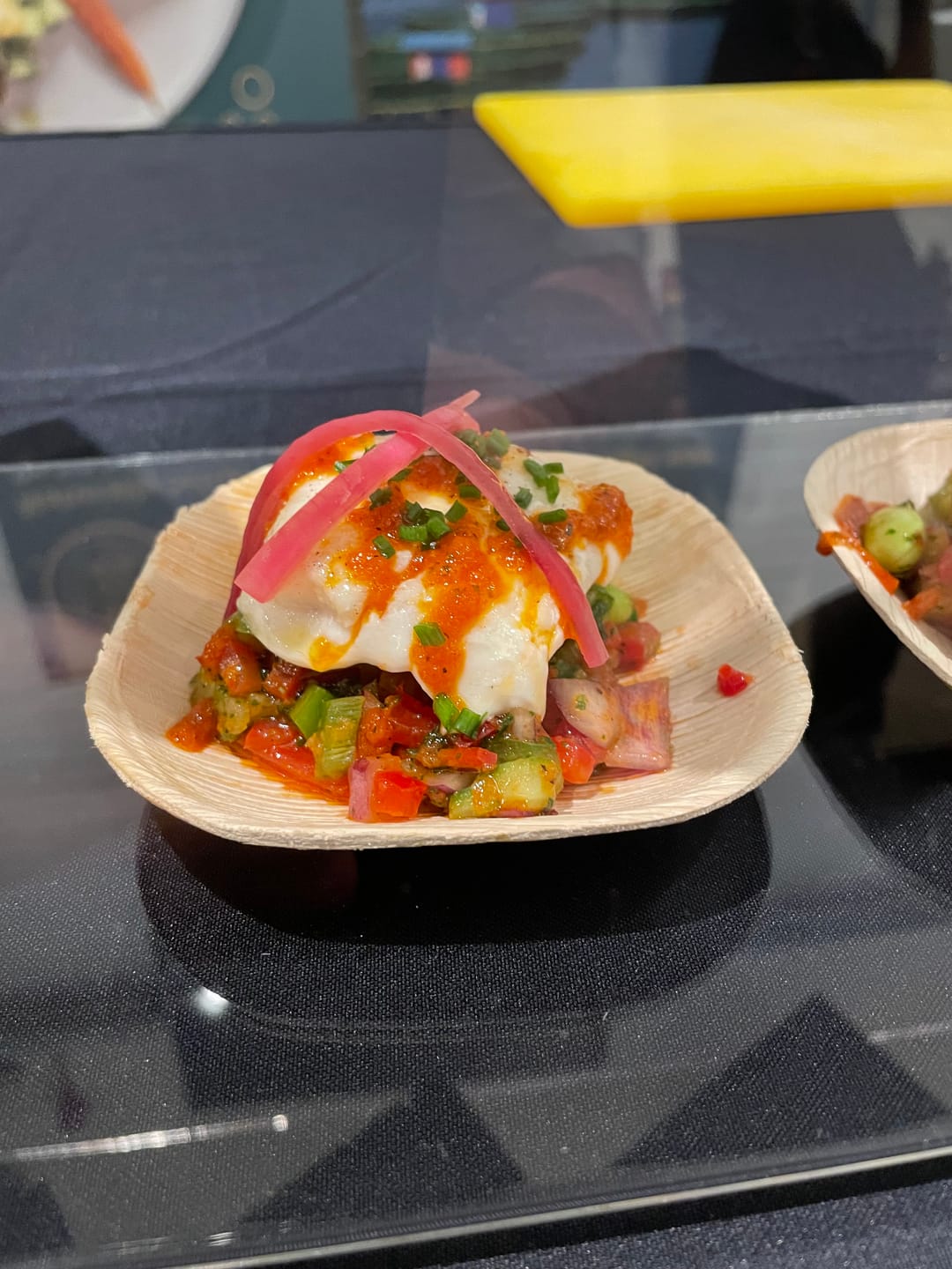 Customer photo review of Sauce Dip 4" (10cm) Square Compostable Bamboo Plates