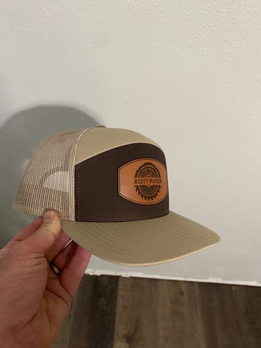 Customer photo review of Flat Bill Seven-Panel Leather Patch Hat - Richardson 168
