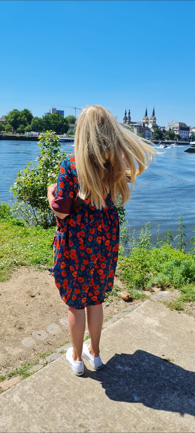 Customer photo review of Plus Size - Floral Print Cotton Linen Loose A-Line Dress