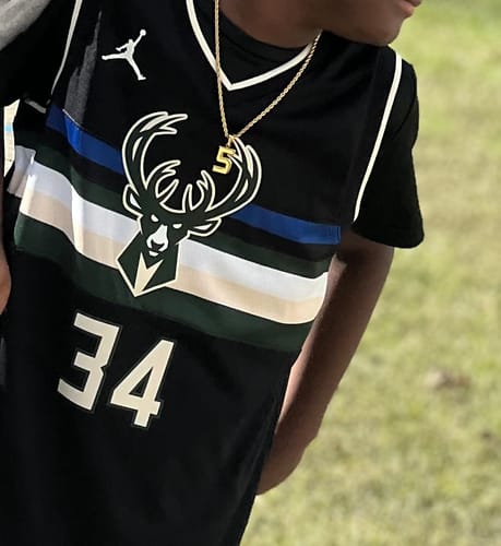 Customer photo review of Signature Jersey Number Pendant 18K Plated Gold