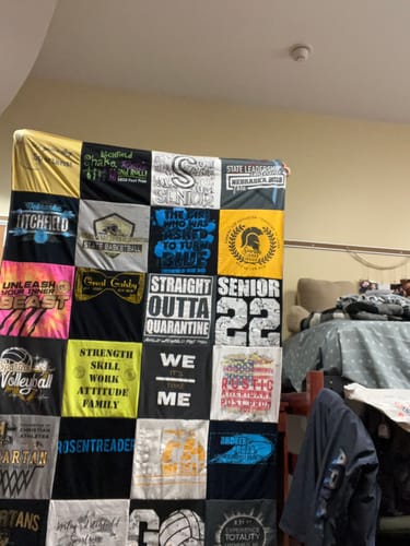 T-shirt quilt featuring spartan volleyball team by Kaylee from NE