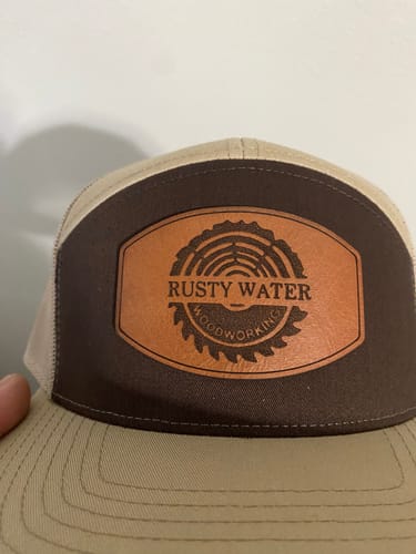 Customer photo review of Flat Bill Seven-Panel Leather Patch Hat - Richardson 168