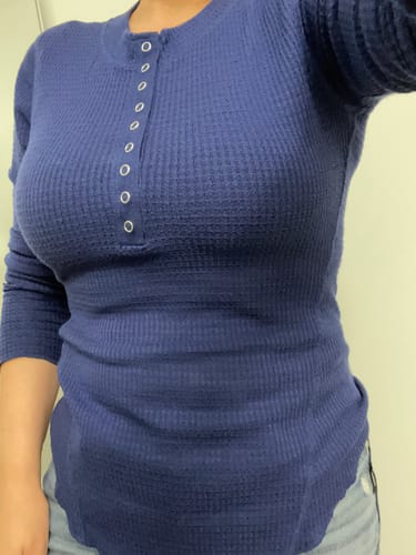 Customer photo review of Zen Waffle Long Sleeve Shirt (Navy)