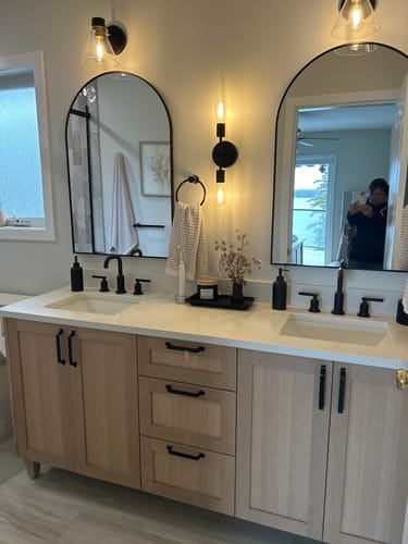 Customer photo review of Bridgeport 72" White Oak Bathroom Vanity, Double Sink