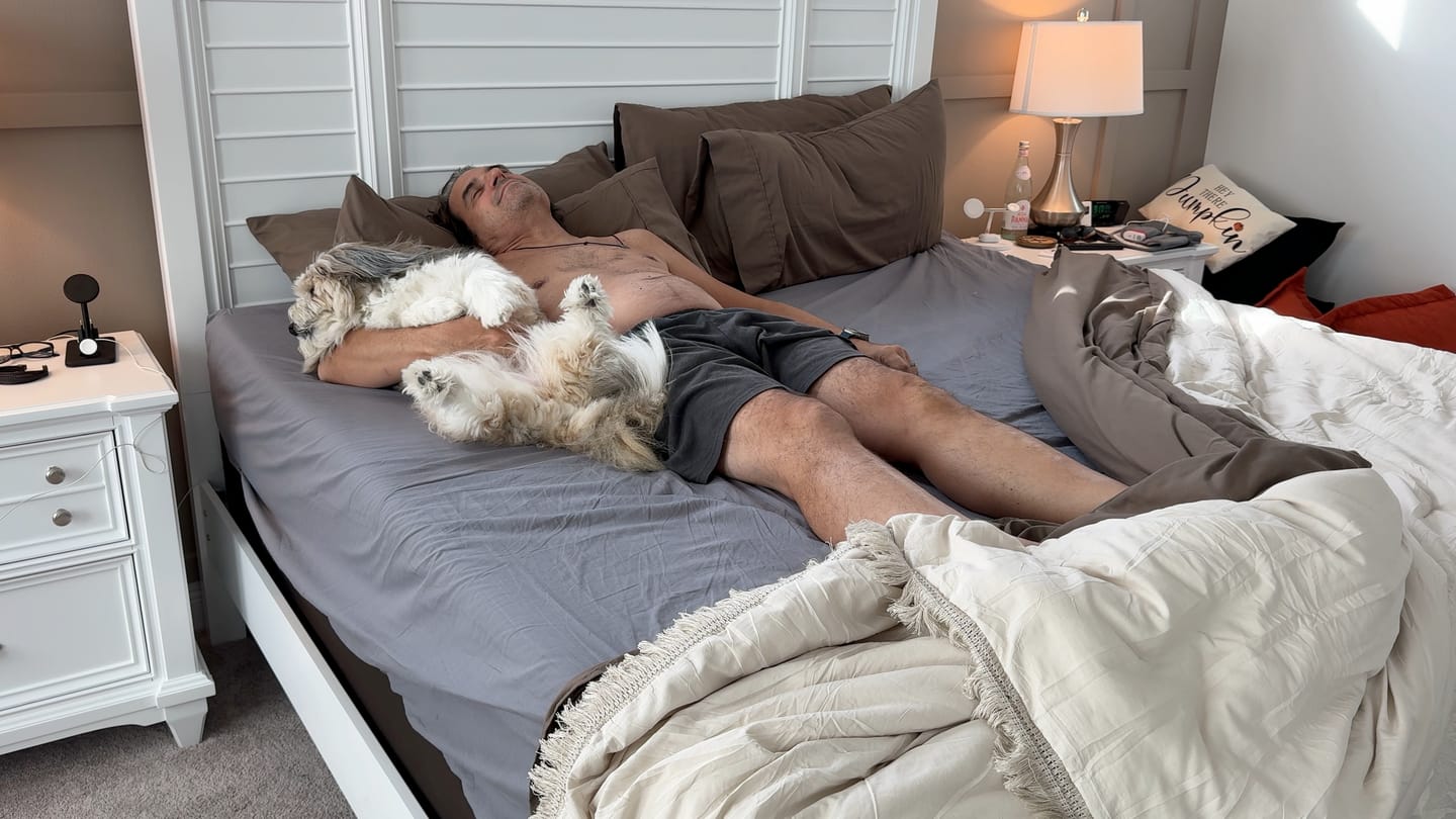 Customer photo review of GroundLuxe Organic Fitted Grounding Sheet - Beige or Gray in all standard bed sizes