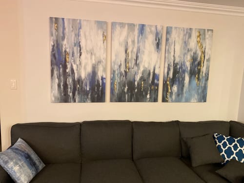 Customer photo review of 'Abstract Blue' Framed Canvas Set of 3