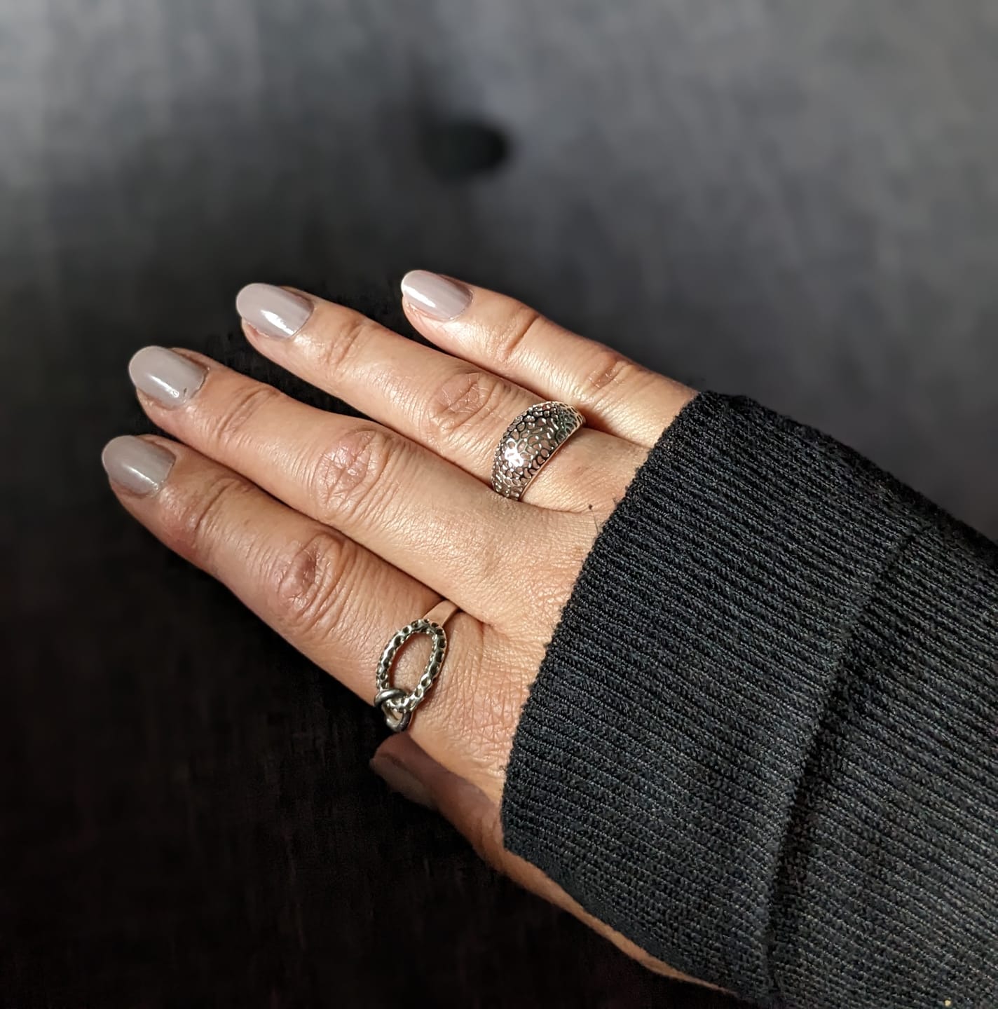 Customer photo review of Lattice Tapered Band Ring