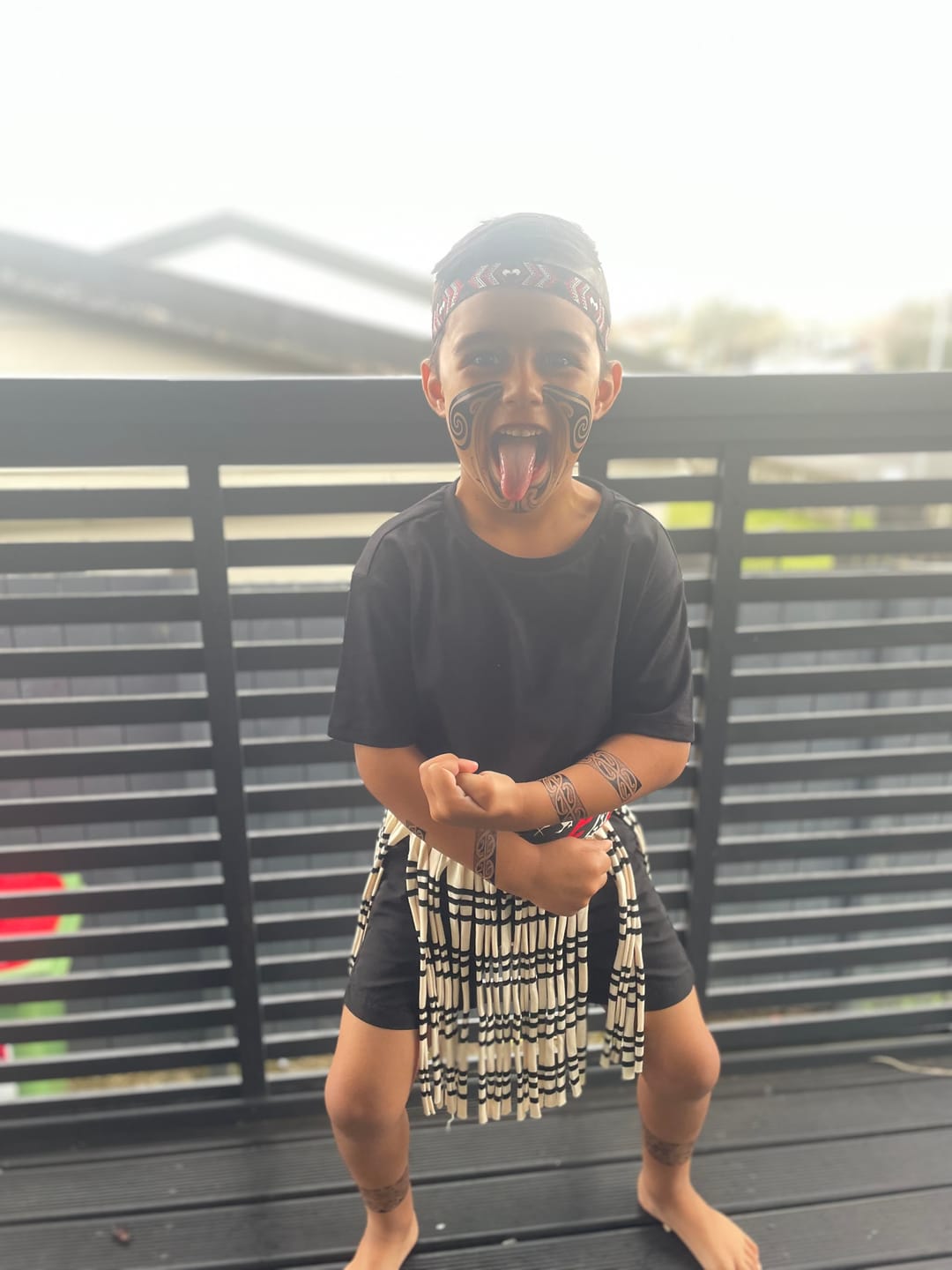 Customer photo review of Full Face Male Maori Kirituhi Temporary Tattoo