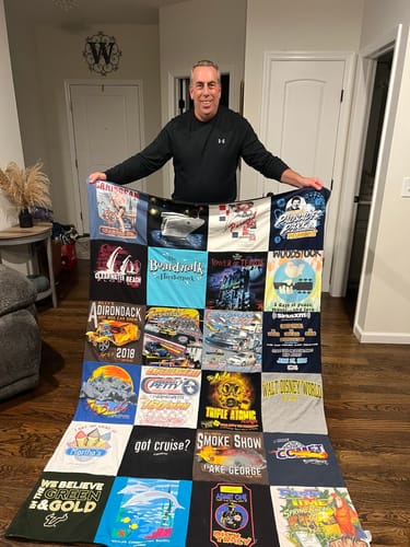 T-shirt quilt with travel, amusement parks themes by Andrew from NY