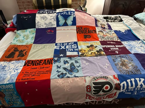 T-shirt quilt featuring phillies, flyers by Dawn from DE