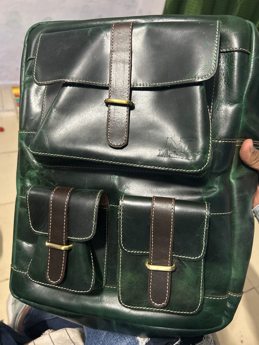 Customer photo review of Greenfield Premium Leather Backpack