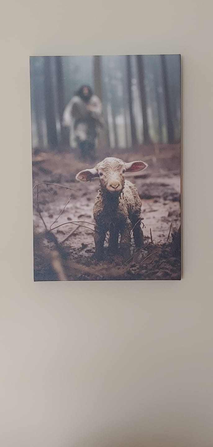 Customer photo review of Jesus Lamb of God, Jesus Running After Lamb, Wall Art Canvas