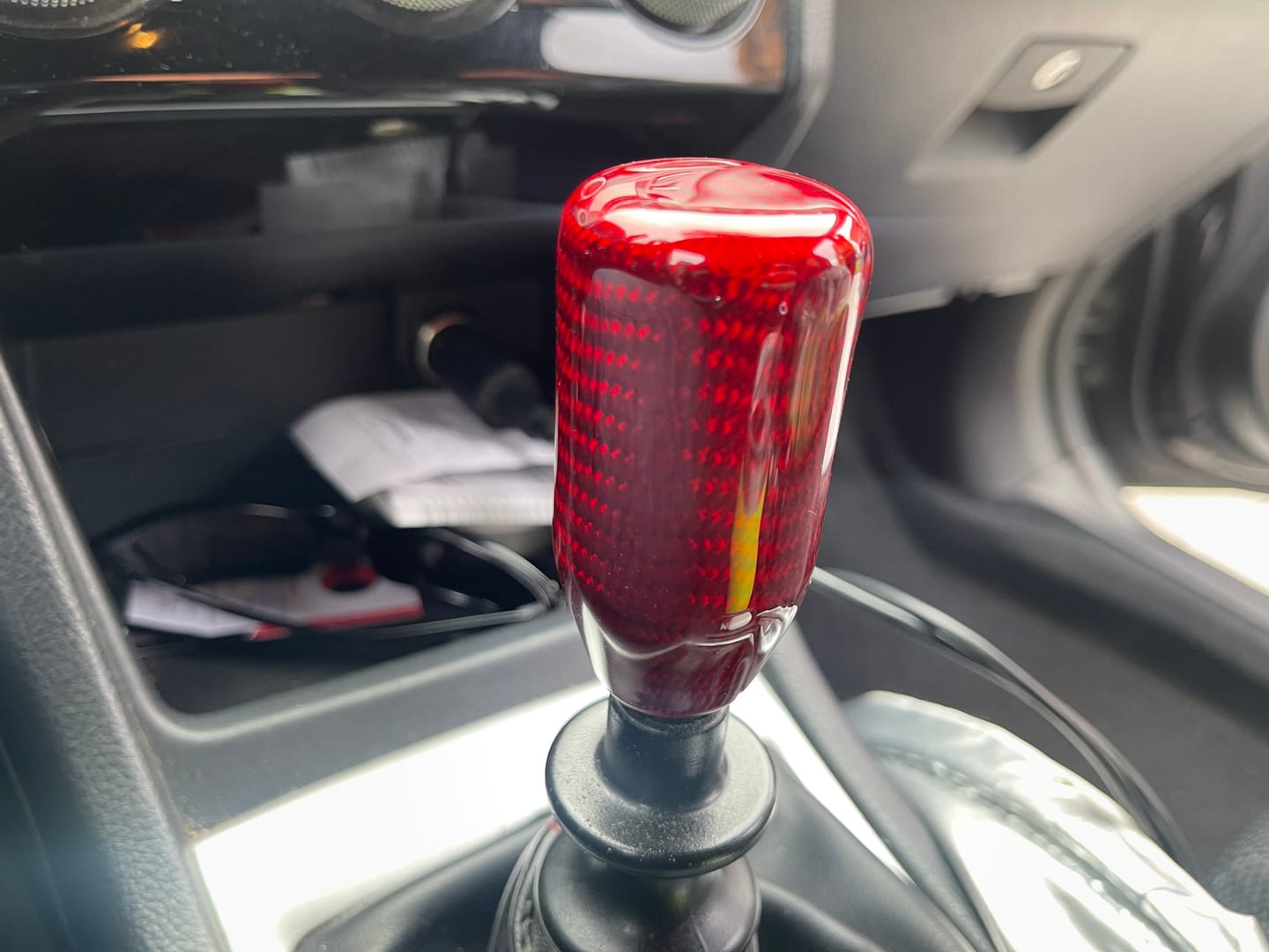 Customer photo review of Red Carbon Fiber Handle Shift Knob
