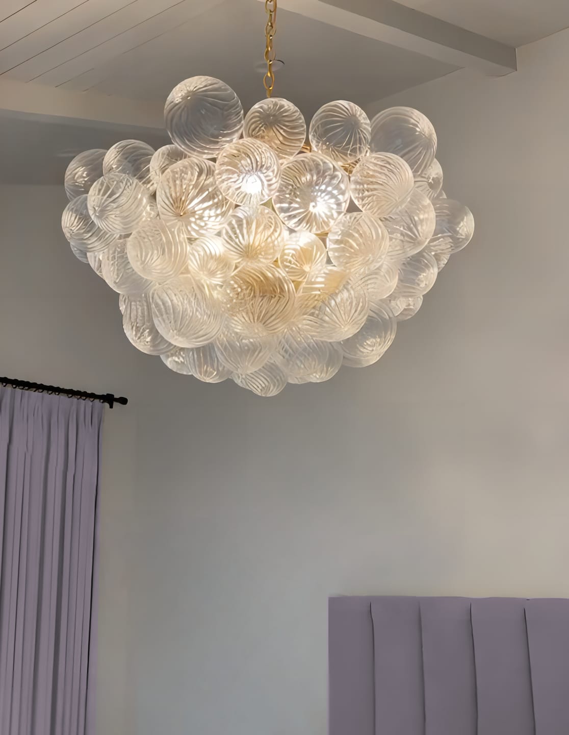 Customer photo review of Modern Decorative Swirled Glass Cluster Bubble Chandelier