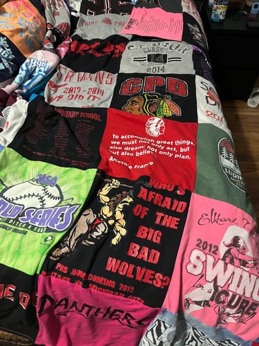 T-shirt quilt featuring panthers by Aeriel from IN