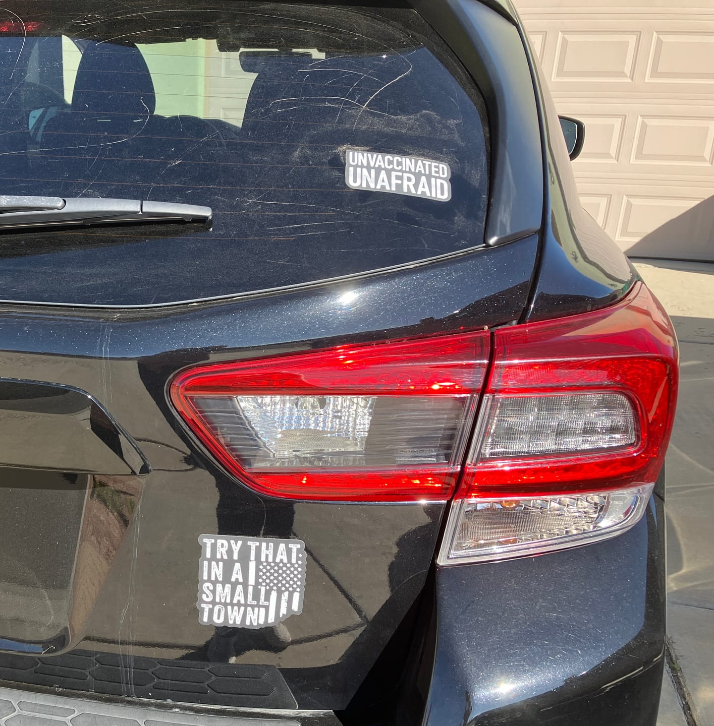 Customer photo review of Unmasked Unmuzzled Decal