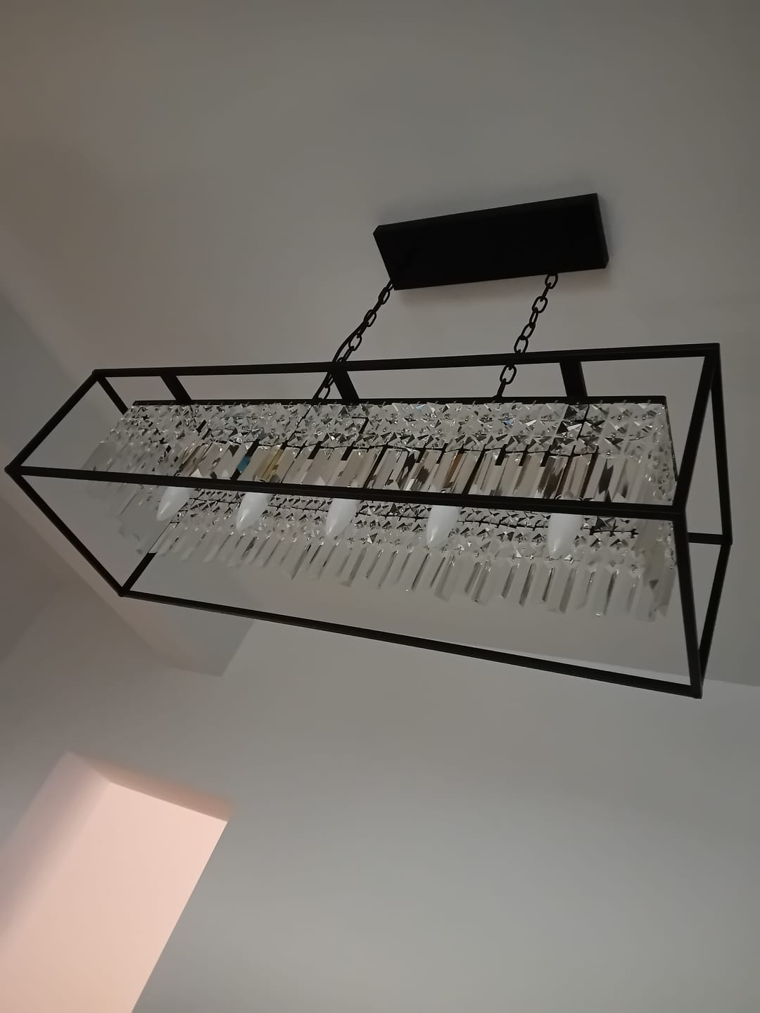 Customer photo review of Modern Rectangle Crystal Kitchen Island Chandelier