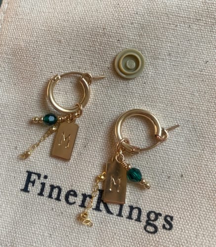 Customer photo review of Initial & Birthstone Hoops