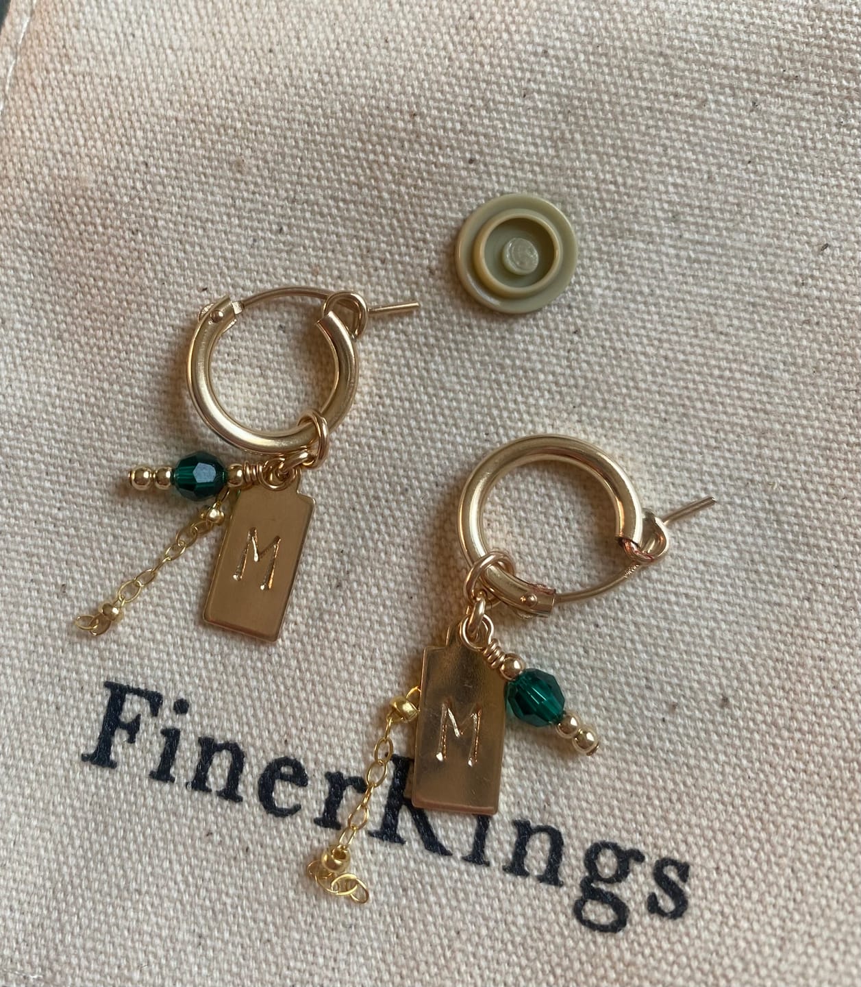Customer photo review of Initial & Birthstone Hoops