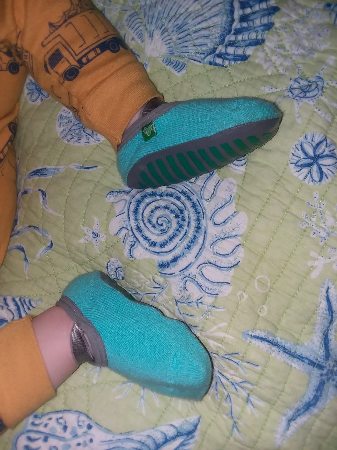 Customer photo review of Non-Slip Baby Socks | Three Amigos 3-Pack