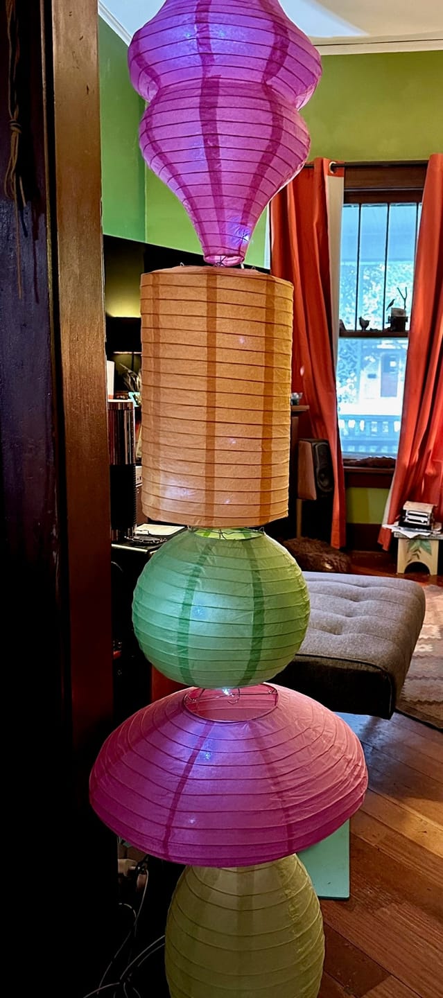 Customer photo review of 16" Fuchsia Saturn Paper Lantern