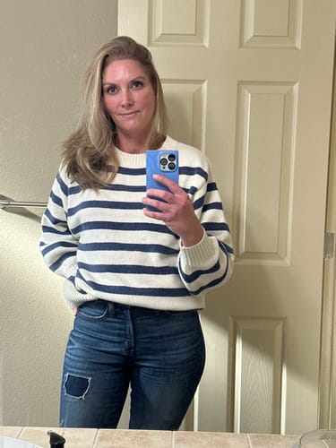 Customer photo review of Davis Stripe Sweater